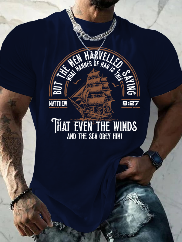 But The Men Marvelled - Matthew 8:27 Jesus God Christian Cotton T-Shirt