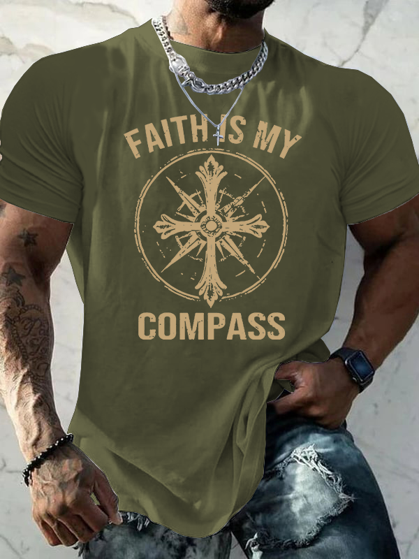 Faith Is My Compass Jesus God Christian Cotton T-Shirt