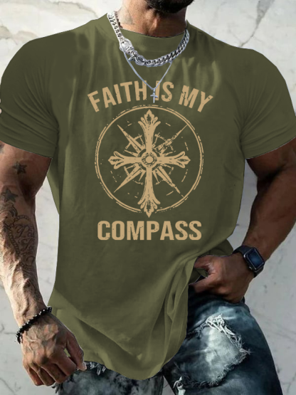 Faith Is My Compass Jesus God Christian Cotton T-Shirt