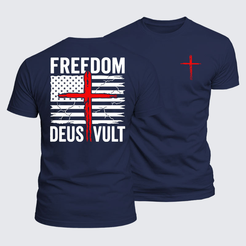 Luxe Mercerized Cotton Tee - Deus Vult American Flag Freedom