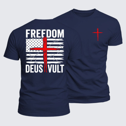 Luxe Mercerized Cotton Tee - Deus Vult American Flag Freedom