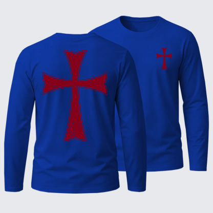 Knights Templar Crusader Cross Cotton Long Sleeve T-Shirt