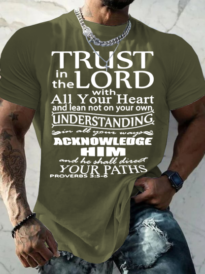 Trust In The Lord With All Your Heart Proverbs Jesus God Christian Cotton T-Shirt