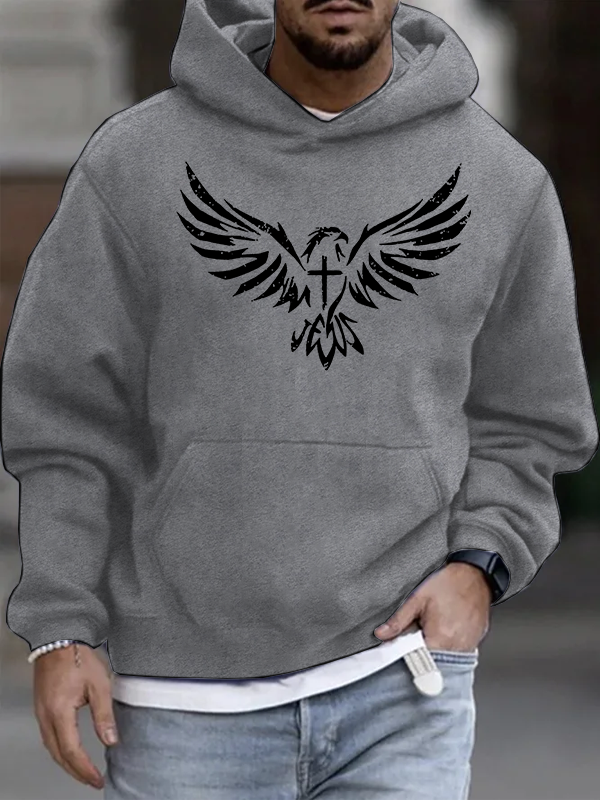 Wings Like Eagles Cross Christian Cotton Hoodie