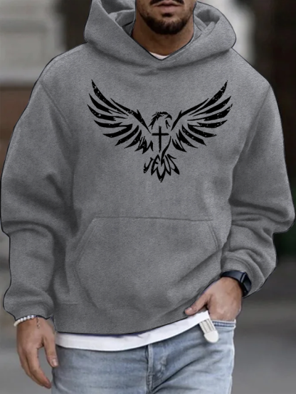 Wings Like Eagles Cross Christian Cotton Hoodie