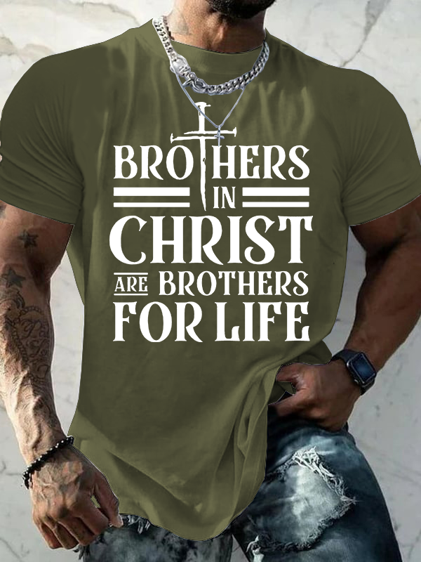 Brothers In Christ Jesus God Christian Cotton T-Shirt