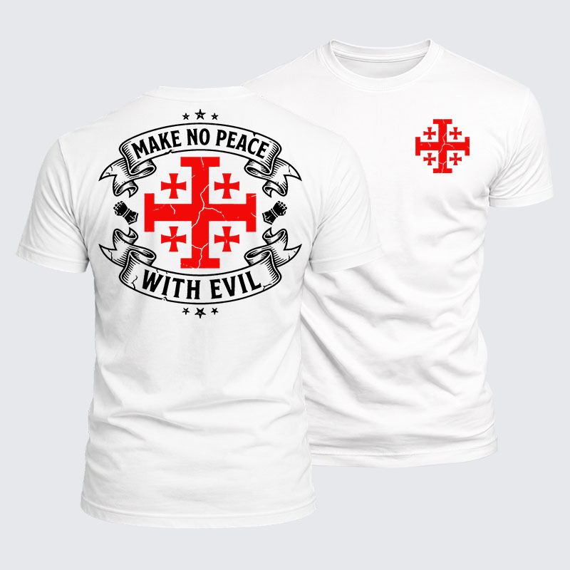 Luxe Mercerized Cotton Tee -  Make No Peace with Evil Knight Templar Jerusalem Cross