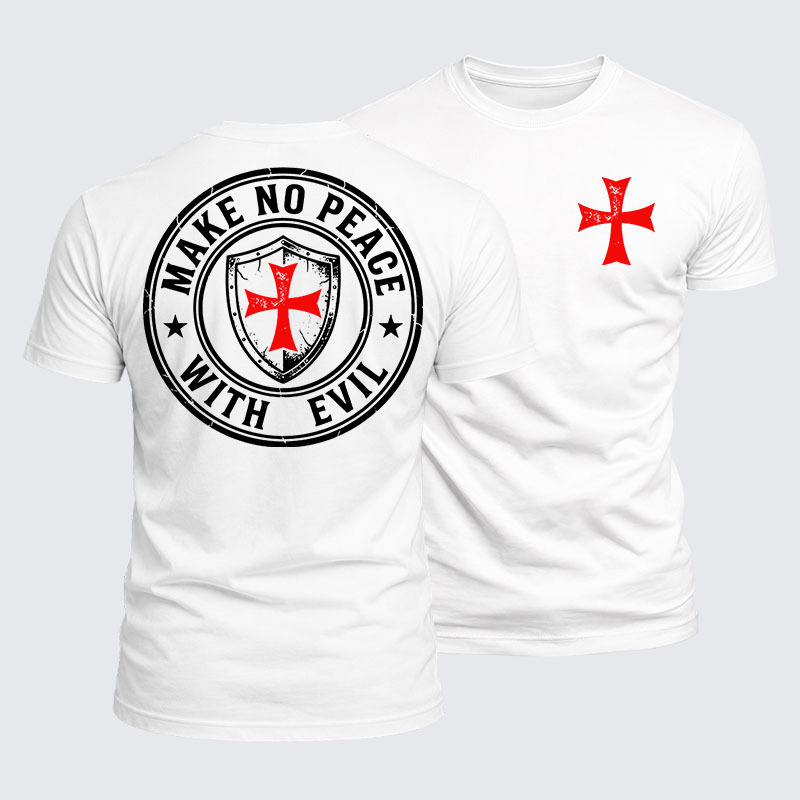 Luxe Mercerized Cotton Tee -  Make No Peace with Evil Knight Templar Jerusalem Cross