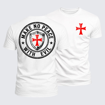 Luxe Mercerized Cotton Tee -  Make No Peace with Evil Knight Templar Jerusalem Cross