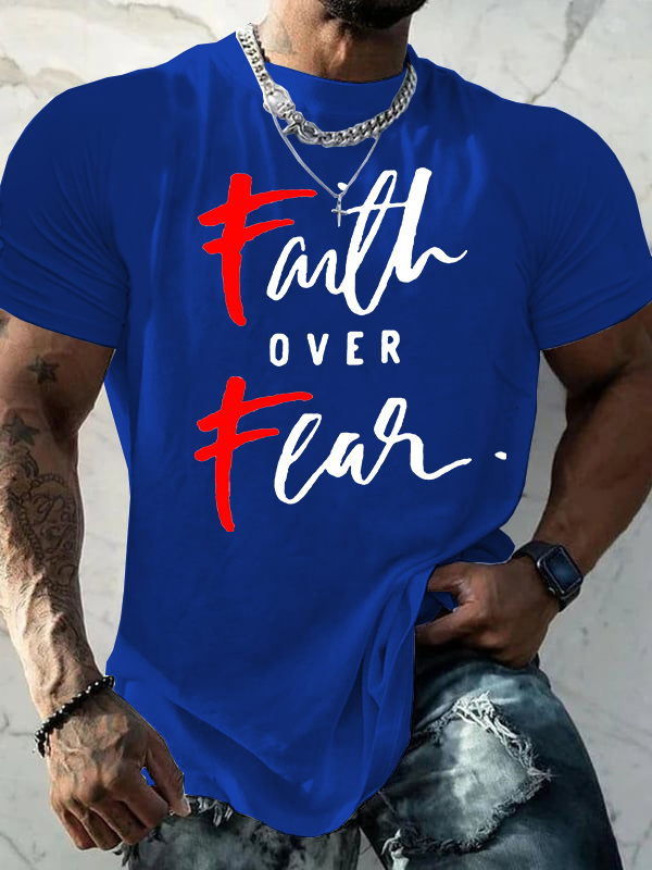 Faith Over Fear Cross Christian Cotton T-Shirt