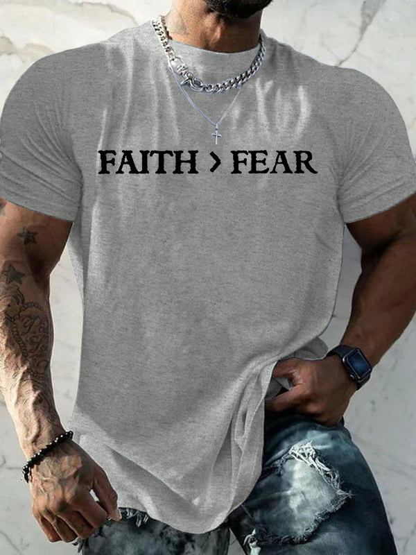 Faith > Fear Jesus God Christian Cotton T-Shirt
