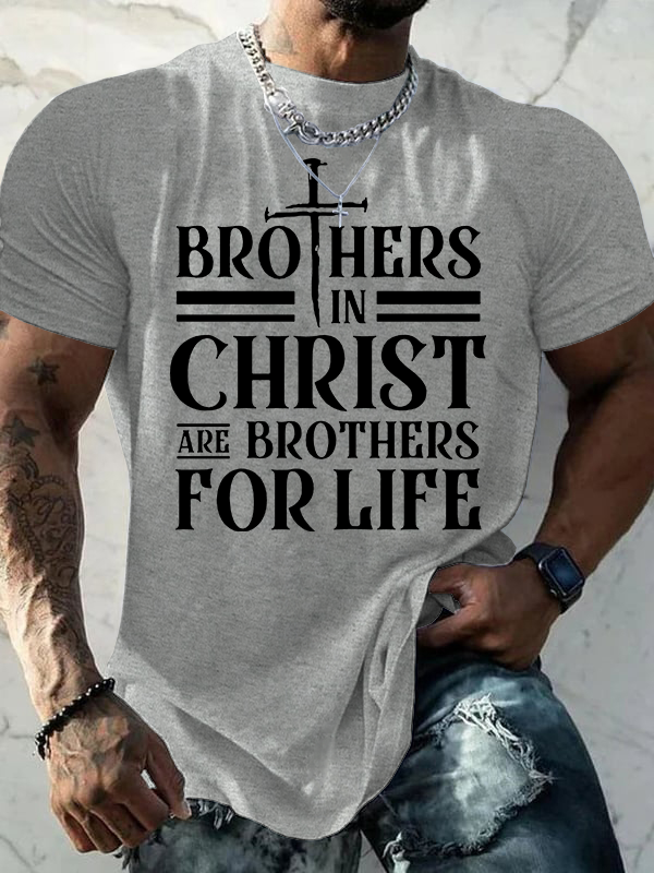 Brothers In Christ Jesus God Christian Cotton T-Shirt