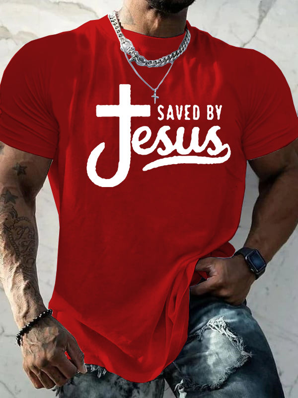 Saved By Jesus Jesus God Christian Cotton T-Shirt
