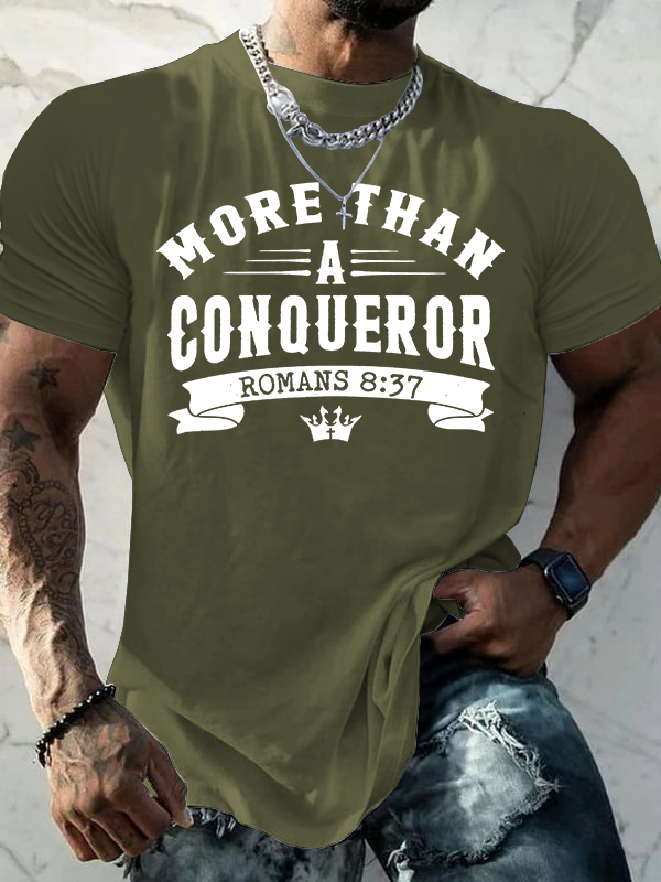 More Than a Conqueror Jesus God Christian Cotton T-Shirt
