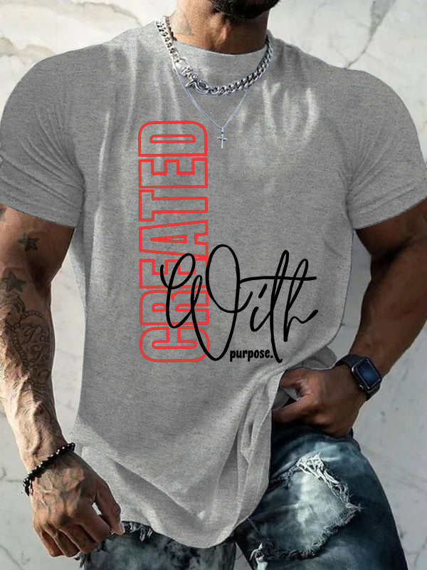 Created with Purpose Jesus God Christian Cotton T-Shirt