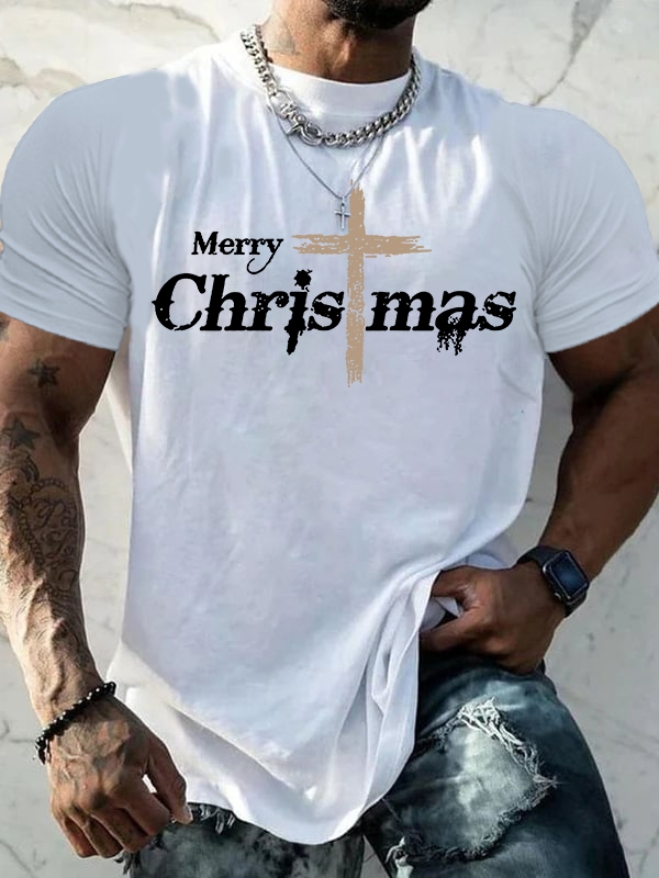Merry Chrismas  Jesus God Christian Cotton T-Shirt
