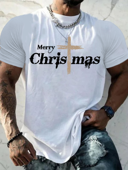 Merry Chrismas  Jesus God Christian Cotton T-Shirt