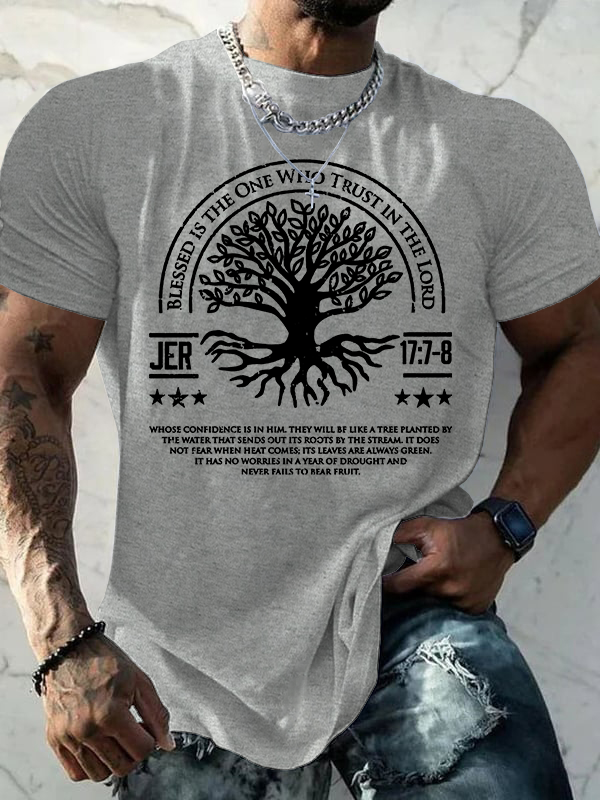 Blessed Is The One Who Trust In The Lord Jesus God Christian Cotton T-Shirt