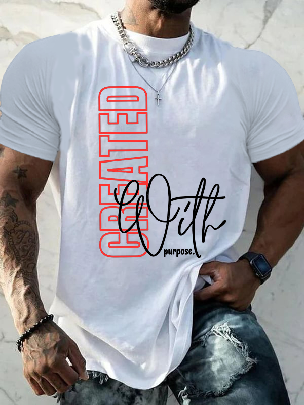 Created with Purpose Jesus God Christian Cotton T-Shirt