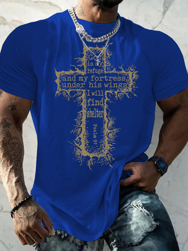 God Is My Refuge Psalm 91 Jesus God Christian Cotton T-Shirt