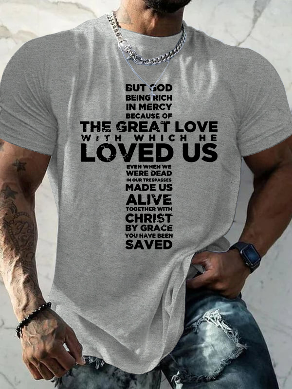 But God Being Rich In Mercy Jesus God Christian Cotton T-Shirt