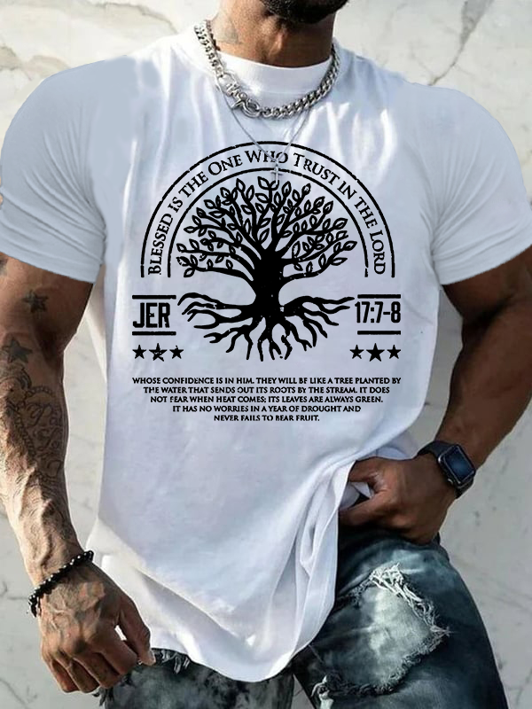 Blessed Is The One Who Trust In The Lord Jesus God Christian Cotton T-Shirt