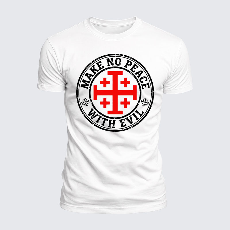 Luxe Mercerized Cotton Tee - Make No Peace with Evil Knight Templar Jerusalem Cross