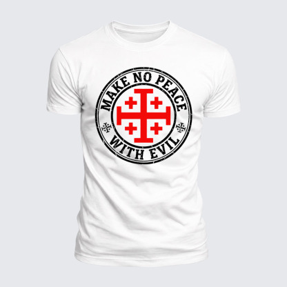 Luxe Mercerized Cotton Tee - Make No Peace with Evil Knight Templar Jerusalem Cross