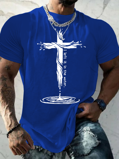 I Left It in the Water Jesus God Christian Cotton T-Shirt
