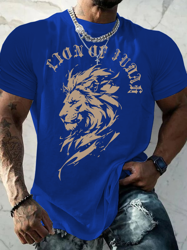 Lion Of Judah  Jesus God Christian Cotton T-Shirt