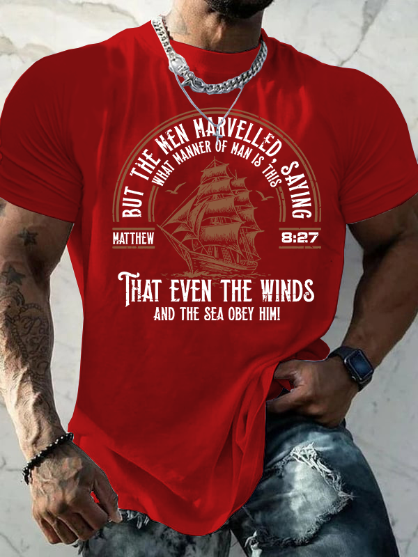 But The Men Marvelled - Matthew 8:27 Jesus God Christian Cotton T-Shirt