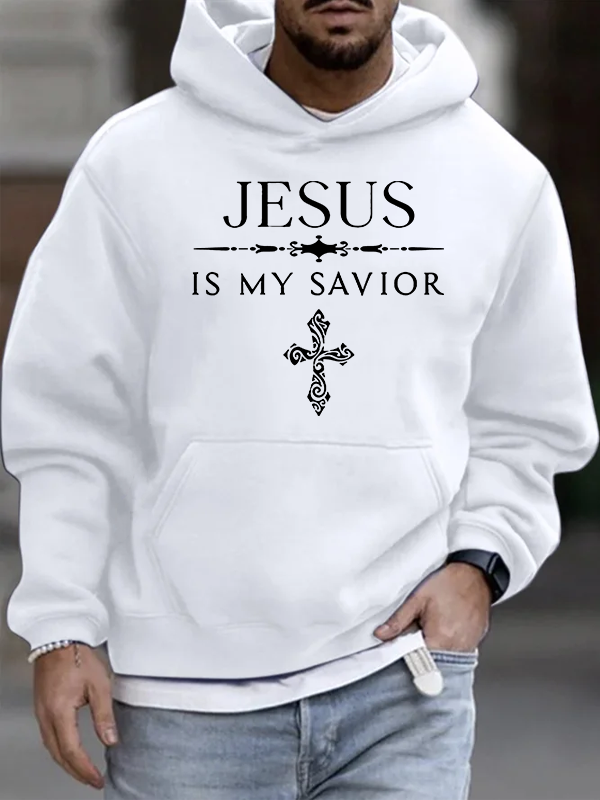 Jesus Is My Savior Christian Cotton Hoodie