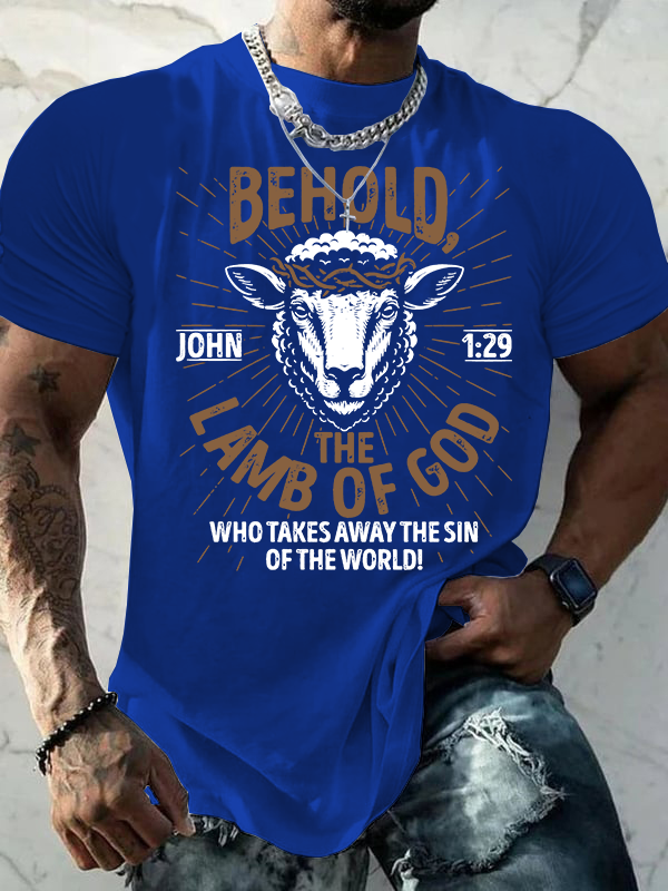 Behold The Lamb Of God - John 1:29 Jesus God Christian Cotton T-Shirt