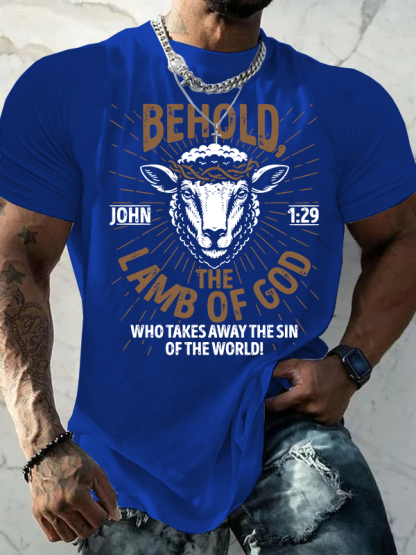 Behold The Lamb Of God - John 1:29 Jesus God Christian Cotton T-Shirt