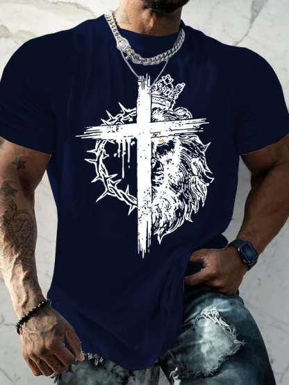 Lion of Judah Jesus God Christian Cotton T-Shirt