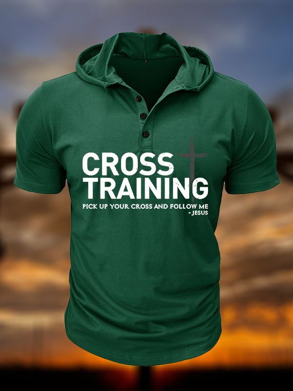 Cross Training Christian Hooded Henley T Shirt