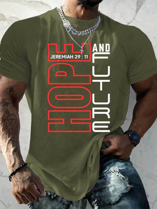 Hope and Future Jeremiah 29:11 Jesus God Christian Cotton T-Shirt