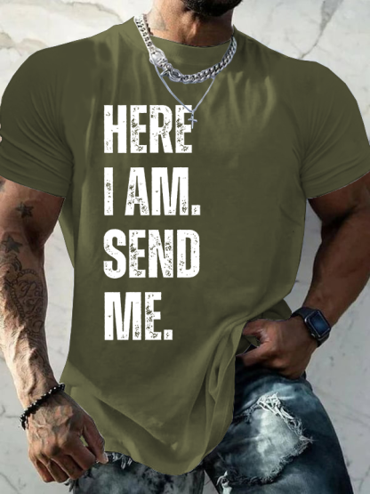 Here I am Lord Send Me Isaiah 6:8 Jesus God Christian Cotton T-Shirt