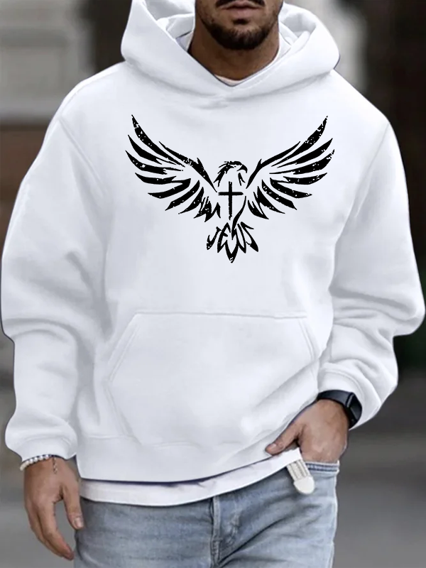 Wings Like Eagles Cross Christian Cotton Hoodie