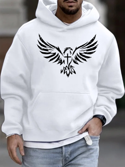 Wings Like Eagles Cross Christian Cotton Hoodie