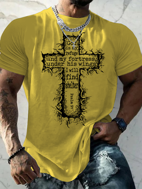 God Is My Refuge Psalm 91 Jesus God Christian Cotton T-Shirt