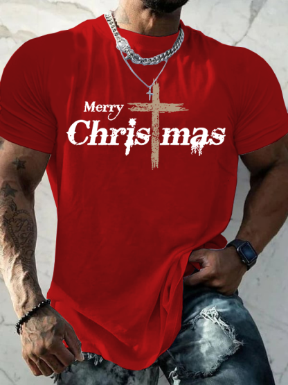 Merry Chrismas  Jesus God Christian Cotton T-Shirt