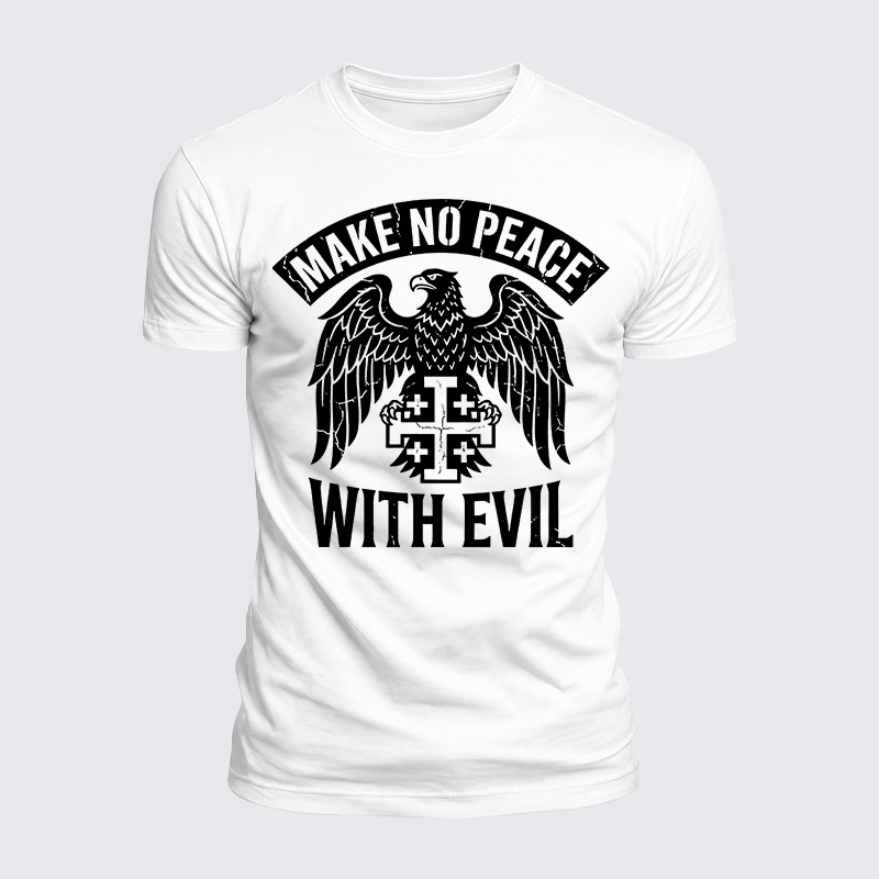 Luxe Mercerized Cotton Tee - Make No Peace with Evil Jerusalem Cross