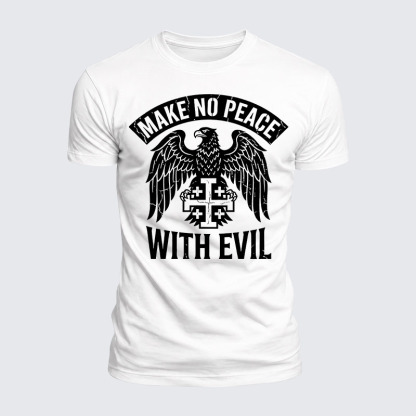 Luxe Mercerized Cotton Tee - Make No Peace with Evil Jerusalem Cross