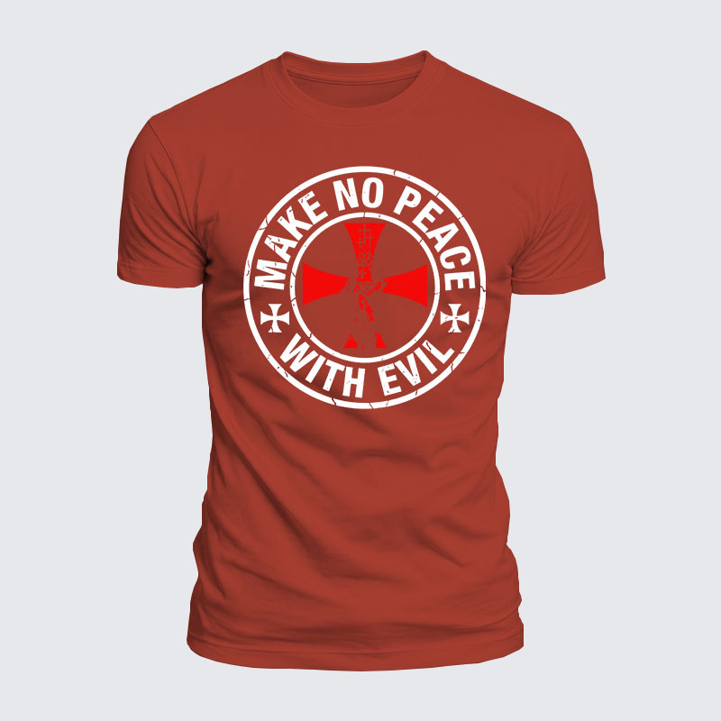Luxe Mercerized Cotton Tee - Make No Peace with Evil Knight Templar Cross