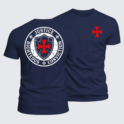 Luxe Mercerized Cotton Tee - Templar Virtues of the Knights Templar Shield