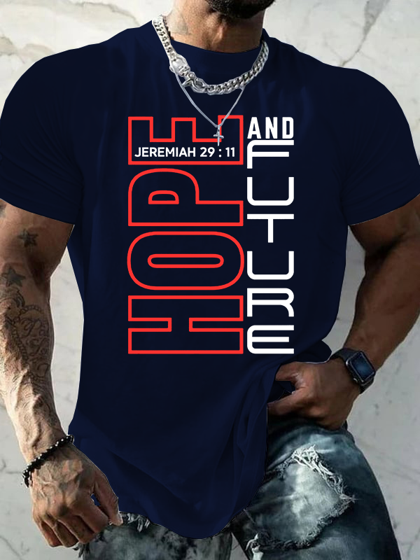 Hope and Future Jeremiah 29:11 Jesus God Christian Cotton T-Shirt