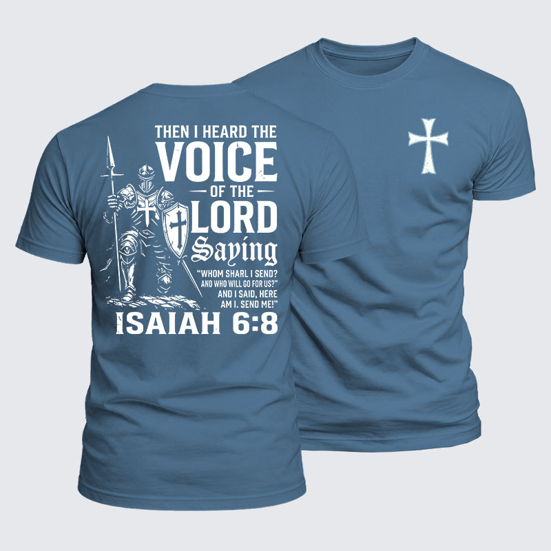 Luxe Mercerized Cotton Tee - Voice of the Lord Isaiah 6:8 Knight Warrior