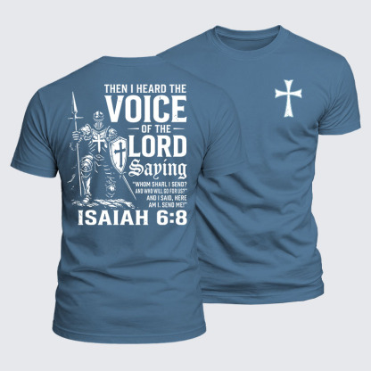 Luxe Mercerized Cotton Tee - Voice of the Lord Isaiah 6:8 Knight Warrior