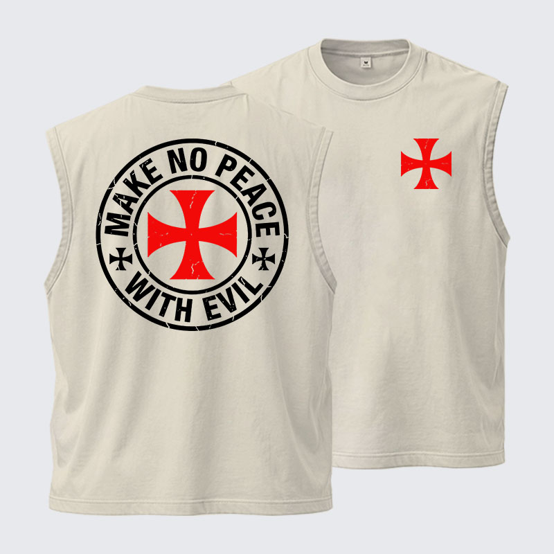 Washed Tank Top - Make No Peace with Evil Knight Templar Cross